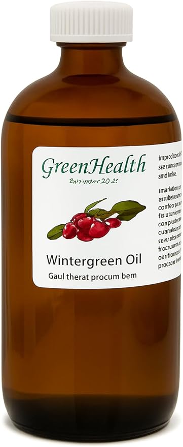 Wintergreen Essential Oil - 16 fl oz (473 ml) Amber Glass Bottle w/Child Resistant Cap - 100% Pure Essential Oil - GreenHealth - Bloomnest