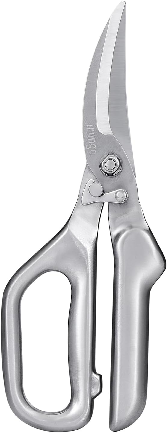 LIVINGO Kitchen Scissors - Heavy Duty Poultry Shears Sharp Cutting Food Chicken Bone Meat Vegetable for Cooking, Multipurpose Stainless Steel Utility Scissors, Safety Lock - Bloomnest
