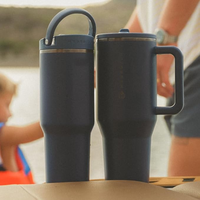 HydroJug Sport - Stainless Steel Tumbler with Straw, Vacuum Insulated, 40oz Leakproof Water Bottle, Ergonomic Design, Reusable, Dishwasher Safe, Rubber Base, Durable for Gym or Outdoors, Midnight