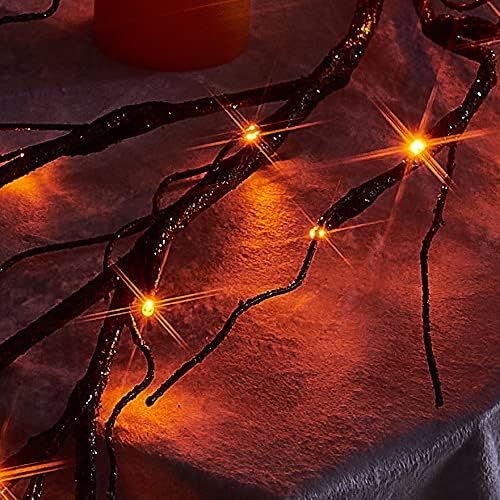 Birchlitland Halloween Lighted Garland Battery Operated with Timer 6FT 48 LED Fairy Lights, Faux Vine with Lights for Mantel Fireplace Wall Patio and Holiday Decor - Bloomnest