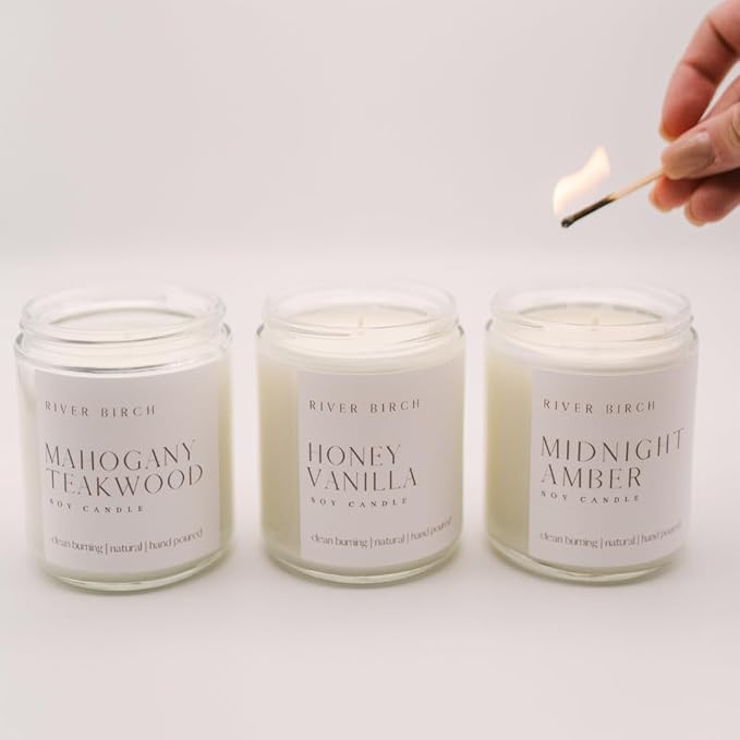 River Birch Candles Lavender + Apricot Scented Candle | Premium, All-Natural, Non-Toxic, Soy Wax | 8.5oz 40 Hr Burn Time | Cozy Relaxing Gifts for Home - Bloomnest