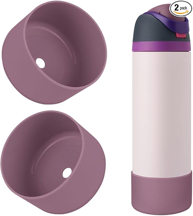2PCS Silicone Water Bottle Boot, Compatible with Owala 24oz 32oz 40oz, Protective Anti-Scratch & Anti-Dent No Noise Sleeve Cover for FreeSip/Twist/Flip Water Bottles (Mauve, 24oz) BKBY