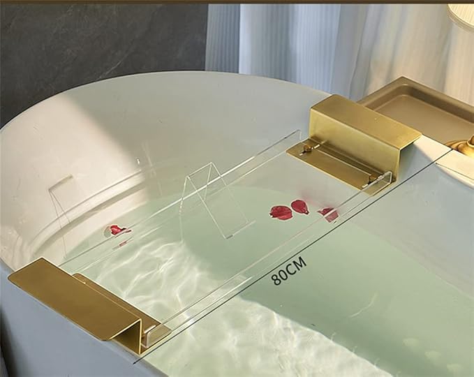 WANLIAN 33 Inch Luxury Bathtub Caddy Tray - Shelf for Shower Storage, Organizer for Bathtub, Clear-B - Bloomnest
