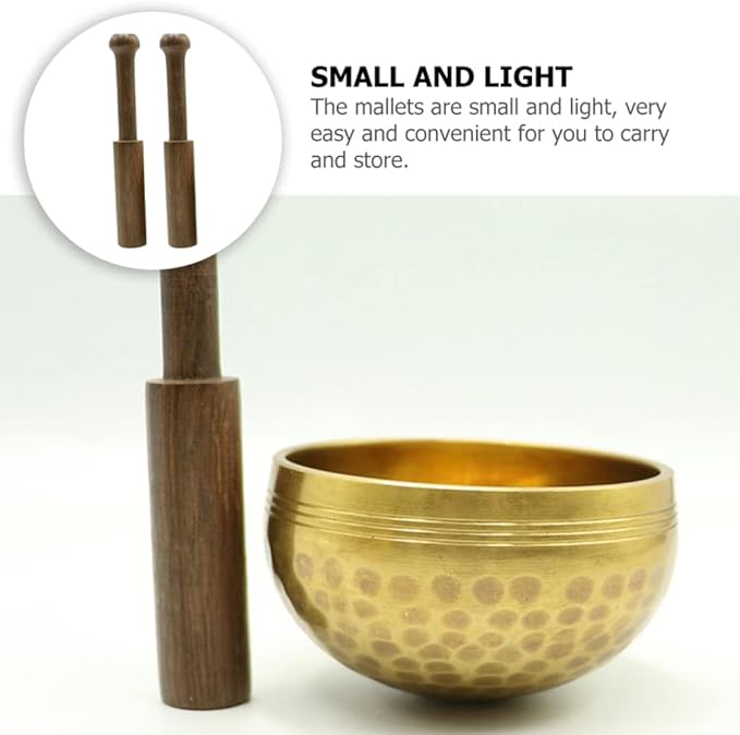COHEALI 2 Pack Tibetan Singing Bowl Mallets Wood Sound Bowl Strikers for Meditation Yoga Spiritual Relaxation 5.00In Durable Hand Percussion Sticks - Bloomnest
