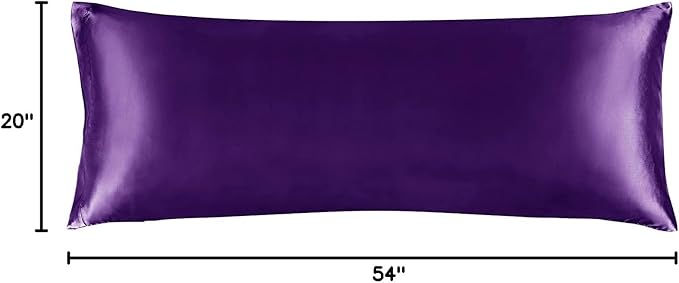 BEDELITE Satin Body Pillow Cover, Super Soft and Cooling Body Pillow Pillowcase for Hair and Skin, Breathable Silky Full Long Pillowcase Cover(20"x54", Plum Purple) - Bloomnest