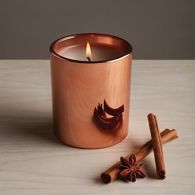 Thymes Scented Candles for Home Decor - Luxury Home Fragrance Gifts for Women & Men - Fall Candles with Warm Notes of Apple, Clove, & Cardamom - Rose Gold Votive (Simmered Cider, 6.5 oz) - Bloomnest