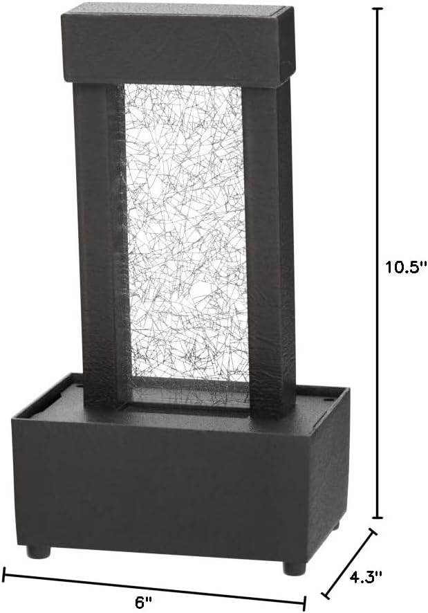 Nature's Mark 10" H Crackled Glass Light Show Tabletop Water Fountain with Natural River Rocks and Color Changing LED Lights (Cordless) - Bloomnest