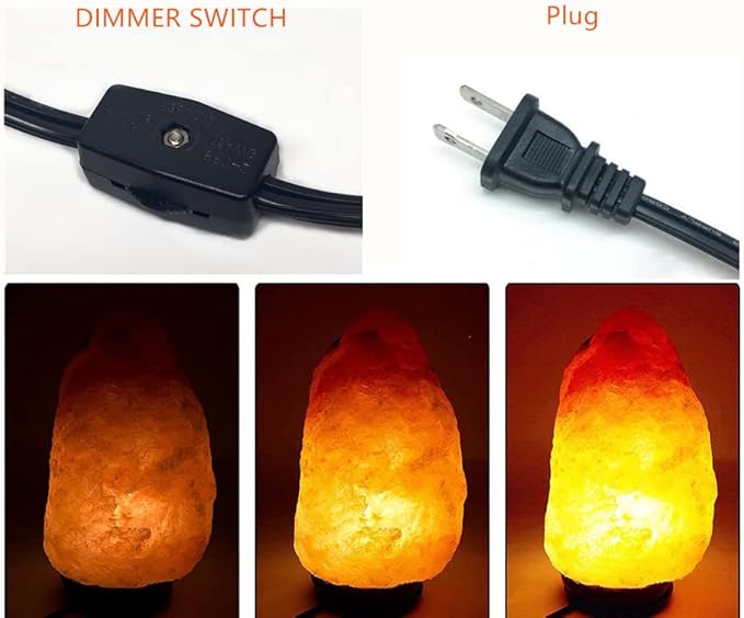Himalayan Salt Lamp Cord with Gear Switch，Original Replacement Cord with Base Assembly with E12 Socket，Christmas Light Bulb,Himalayan Salt Lampsand with 6 Free Bulbs for Salt Lamp