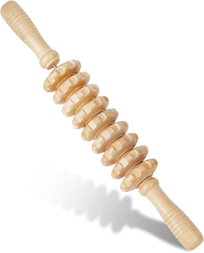 Liitrton Manual Wooden Fascia Massage Roller Trigger Points for Release Cellulite Sore Muscle Blasting (White) - Bloomnest