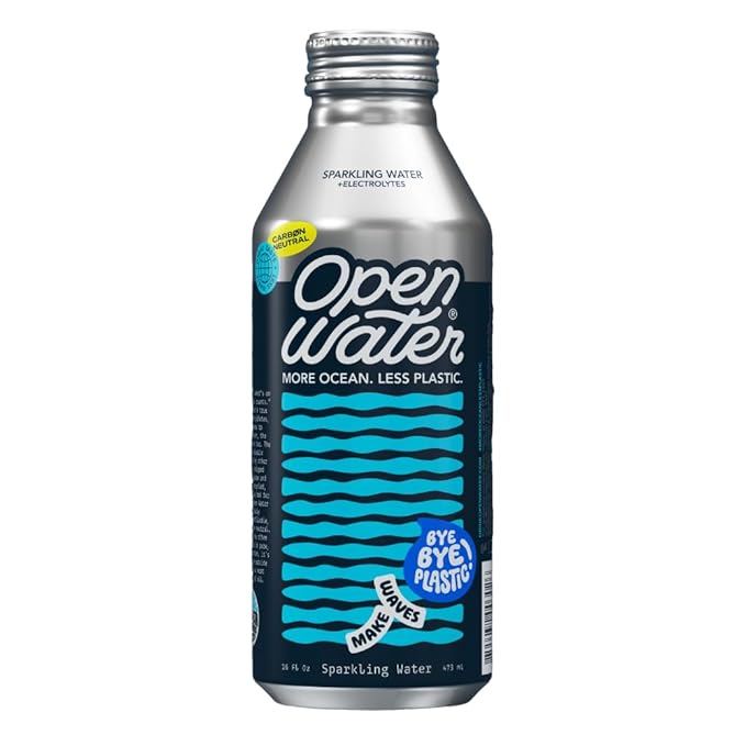 Open Water Sparkling 16oz bottles (3 cases, 36 bottles) - Sustainable Aluminum Bottled Sparkling Water With Electrolytes - 7.0 pH Balanced BPA-Free Ultra-Purified Water - Bloomnest
