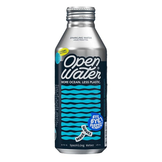 Open Water Sparkling 16oz bottles (3 cases, 36 bottles) - Sustainable Aluminum Bottled Sparkling Water With Electrolytes - 7.0 pH Balanced BPA-Free Ultra-Purified Water - Bloomnest