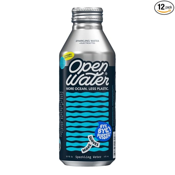 Open Water Sparkling Bottled Water with Electrolytes in 16-oz Aluminum Bottles (1 Cases, 12 bottles - Sparkling) | BPA-free and Eco friendly - Bloomnest