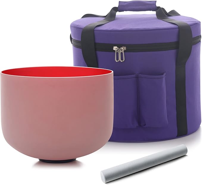 KVKA 432 Hz 8 Inch C Note Crystal Singing Bowl Root Chakra Red Color with Carrying Case - Bloomnest