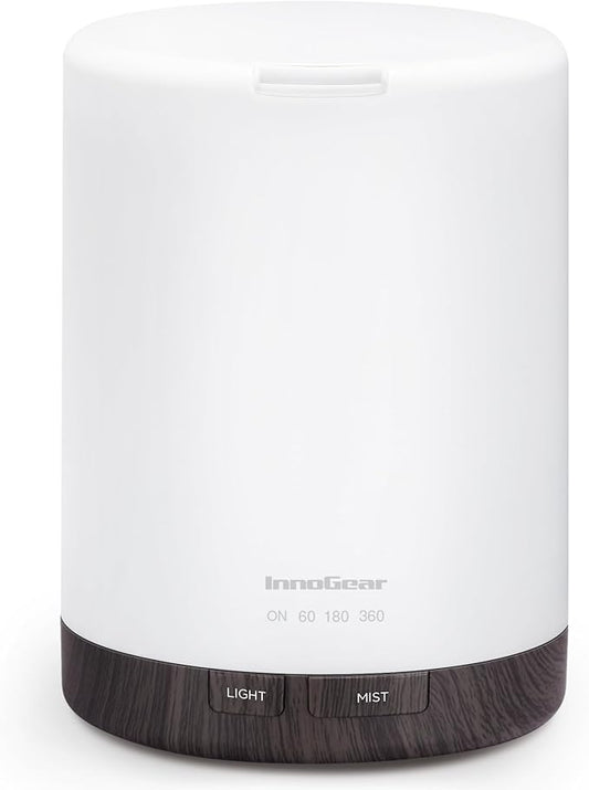 InnoGear 300ML Essential Oil Diffuser, Premium 5-in-1 Ultrasonic Aromatherapy Diffusers Scent Humidifier Aroma Diffuser Vaporizer Auto-Off Timer for Room Office Home, Brown, Medium - Bloomnest