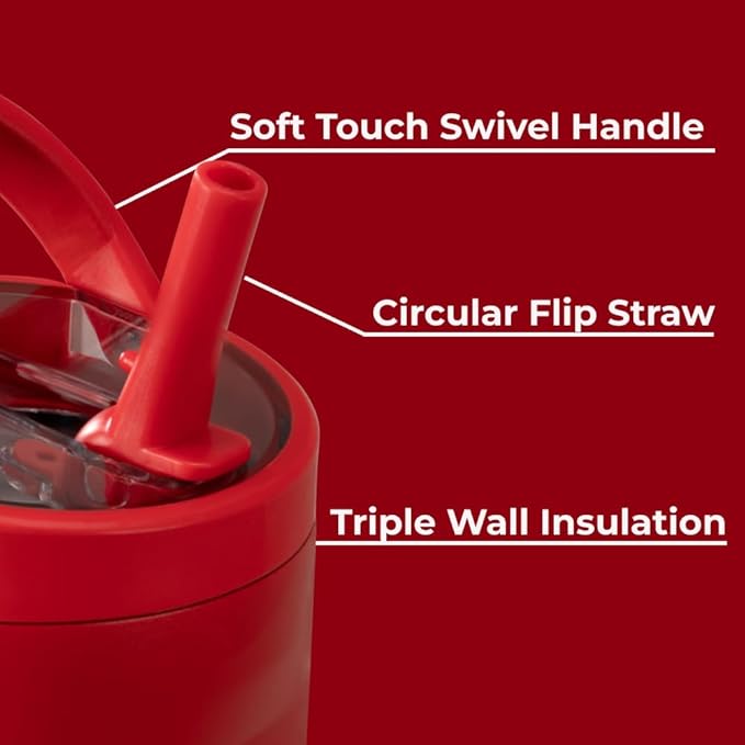 HydroJug Sport - Stainless Steel Tumbler with Straw, Vacuum Insulated, 20oz Leakproof Water Bottle, Ergonomic Design, Reusable, Dishwasher Safe, Rubber Base, Durable for Gym or Outdoors, Alumni Red