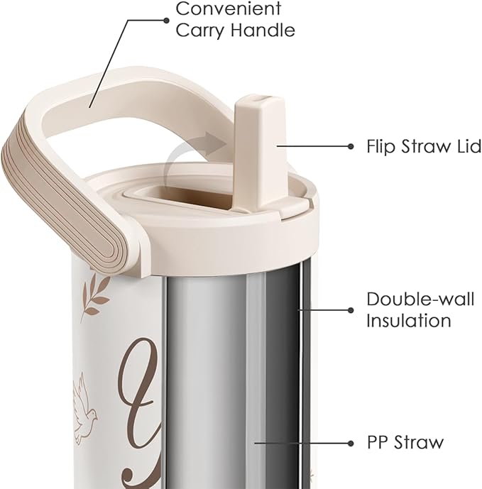 SANDJEST Christian Stainless Steel Straw Lid Tumbler 30oz with Carry Handle for Women Girls, You Are Insulated Travel Coffee Cup, Gift for Sports Outdoor Workout Christmas Birthday - Bloomnest