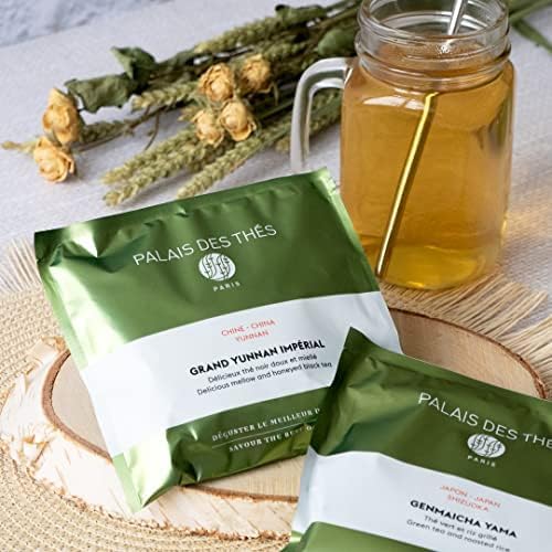 Palais des Thés - Genmaicha Yama - Japanese Green Tea & Roasted Rice - Premium Tea Bags, Serves 20 Cups - Bloomnest