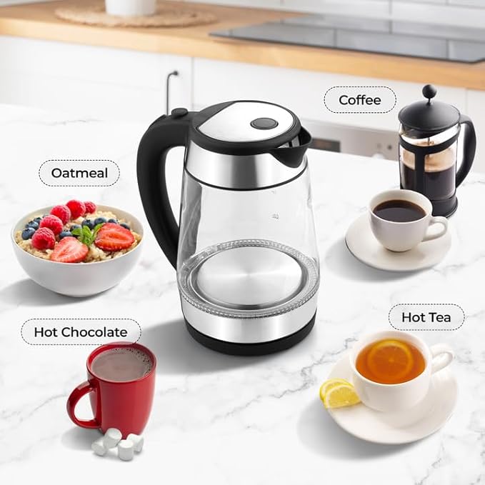 Zulay Kitchen Fast-Boiling Electric Kettle - 1.7L Hot Water Kettle 1500W With Auto Shut-Off - Water Boiler For Coffee & Tea - Boil-Dry Protection, Cool-Touch Handle, 360° Base - Black - Bloomnest