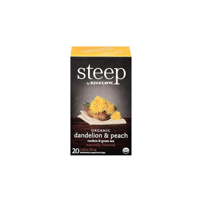 Bigelow 17715 Steep Tea, Dandelion & Peach, 1.18 Oz Tea Bag, 20/box - Bloomnest