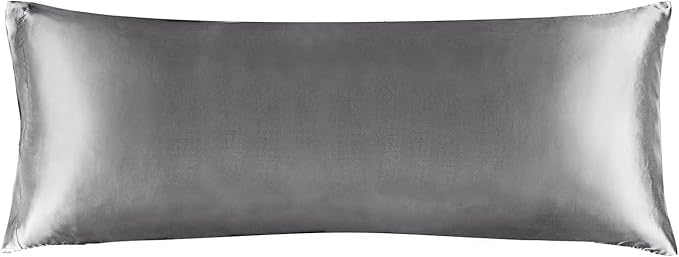 BEDELITE Satin Body Pillow Cover, Super Soft and Cooling Body Pillow Pillowcase for Hair and Skin, Breathable Silky Full Long Pillowcase Cover(20"x54", Dark Grey) - Bloomnest