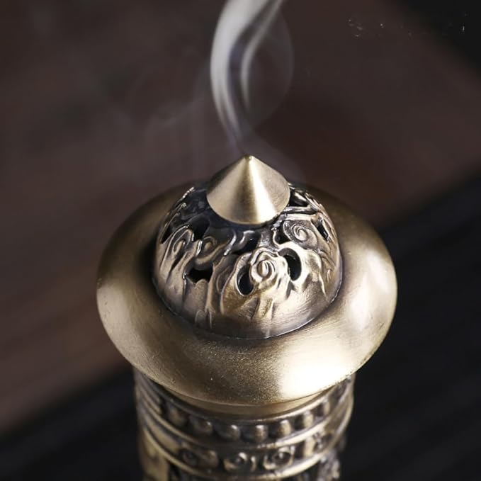 Incense , Bronze Tone Dragon Incense Stick Holder, Meditation Room Vertical Incense Stand for Home Office Decoration - Bloomnest