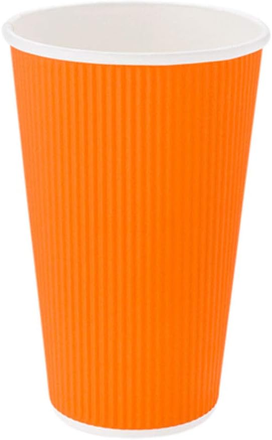 Restaurantware 16 Ounce Ripple Wall Disposable Coffee Cups, 500 Insulated Orange Paper Tumblers, Rolled Rim Design, Lids Sold Separately for Hot Drinks like Tea, Hot Chocolate and More - Bloomnest