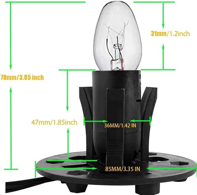 2-Pack Salt Lamp Cord Replacement, 5-Foot Long with Dimmer Switch, E12 Base, 15W LED Warm White Bulbs (6-Pack)