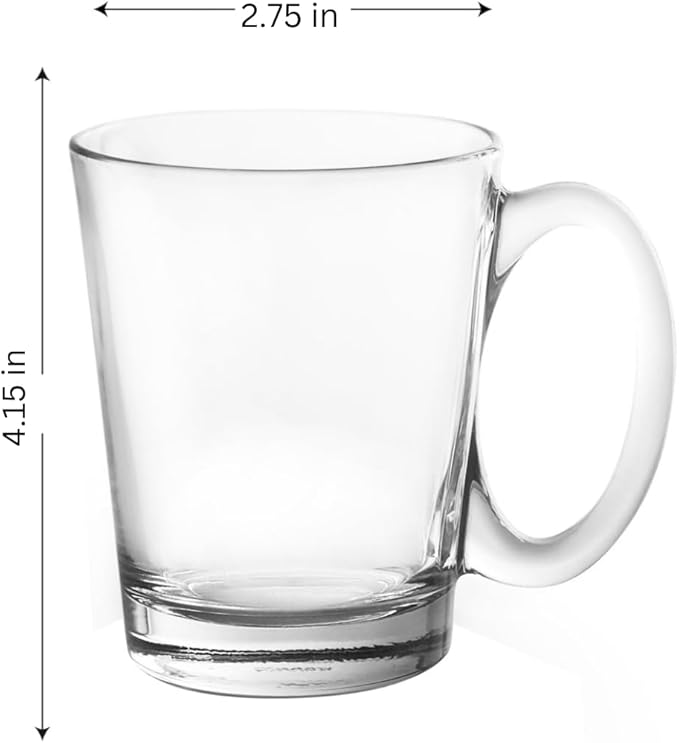 LEMONSODA Clear Large Glass Coffee Mug with Handles for Hot Beverages, Clear Mugs for Espresso, Tea, Cappucino, Latte, Juice (8.75 oz, 10.5 oz, 12 oz) (10.5 oz, Set of 6) - Bloomnest