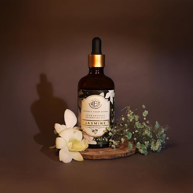 Luxurious Jasmine Essential Oil by Enhanced Essentials| Slow Distilled & Exotic| for Home,Diffusers,Skin & Hair Care,Aromatherapy,Bath,Perfume,Soap & Candle Making|with Glass Dropper|100 ml - Bloomnest