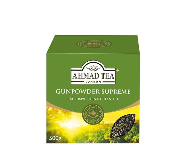 Ahmad Tea Green Tea, Gunpowder Loose Leaf, 500g - Caffeinated & Sugar Free - Bloomnest