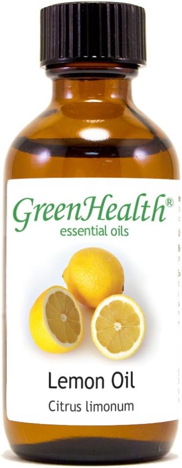 Lemon Essential Oil – 2 fl oz (59 ml) Glass Bottle w/Cap – 100% Pure Essential Oil – GreenHealth