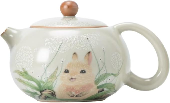 YINYAOCCAdorable White Ceramic Rabbit Tea pot Gift for Women Handmade Porcelain Teapot for Home or Office (7.4oz/220ml) - Bloomnest