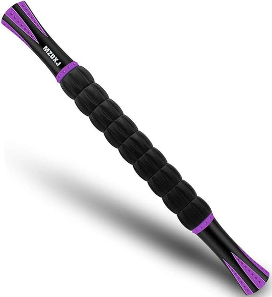 Muscle Roller Massage Roller Stick- Deep Tissue Fascia Blaster for Myofascial Pain Relief, Lymphatic Drainage & Body Sculpting, Handheld Physical Therapy & Recovery Tool (Purple Black-18 inch) - Bloomnest