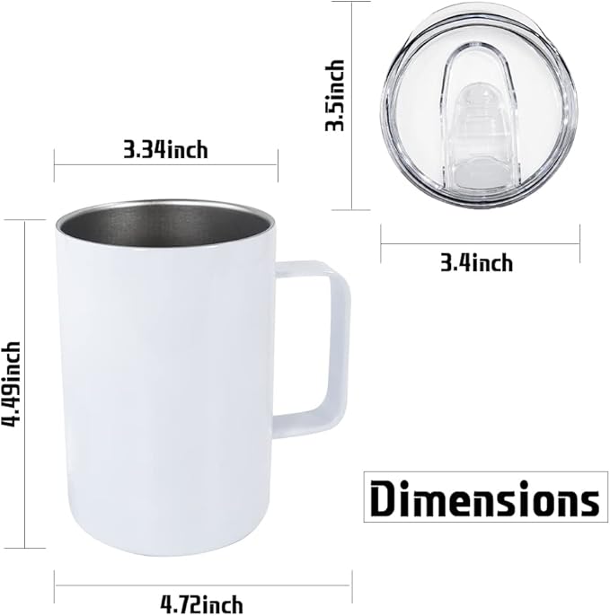 AGH Sublimation Mugs Stainless Steel Coffee Tumbler, 25Pack 10OZ Double Walled Vacuum Insulation Cups with Handle and Lid for Hot & Cold Drinks Tea - Bloomnest