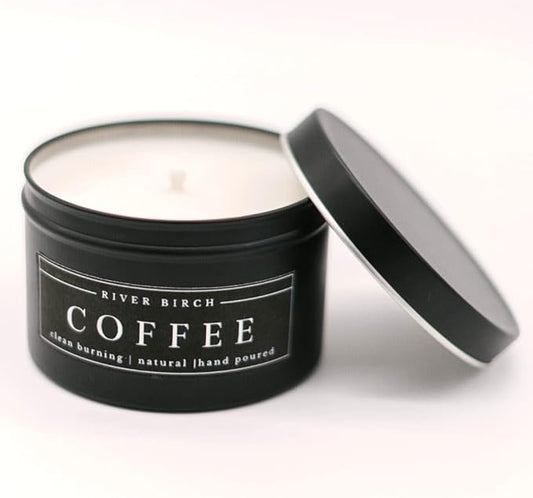 River Birch Candles Coffee Scented Candle | Premium, All-Natural, Non-Toxic, Soy Candles | 8 oz. Black Matte Tin Travel Candle | Cozy Relaxing Gifts for Home - Bloomnest