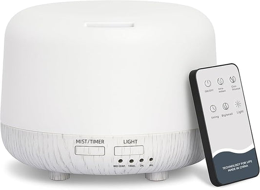 300ML Essential Oil Diffuser, Cool Mist Air Aromatherapy Oil Diffuser with Remote Control, 8 Hour Quiet Home Diffuser, 7 LED Light Colors, Timer,for Small Rooms Bedrooms. - Bloomnest