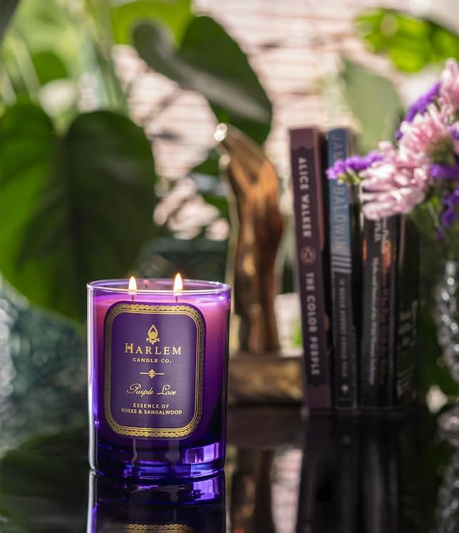 HARLEM CANDLE CO. Purple Love - Luxury Scented Soy Candle, 11 oz - 80-Hour Burn Time | Rose, Sandalwood, Apple and Clove | Scented Candles for Home - Bloomnest