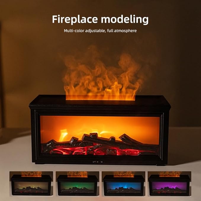 280ML Fireplace Diffuser Essential Oils Diffuser Flame Humidifier with 7 Colorful Lights Timer Remote Control for Home Office Bedroom Yoga SPA Hotel - Bloomnest