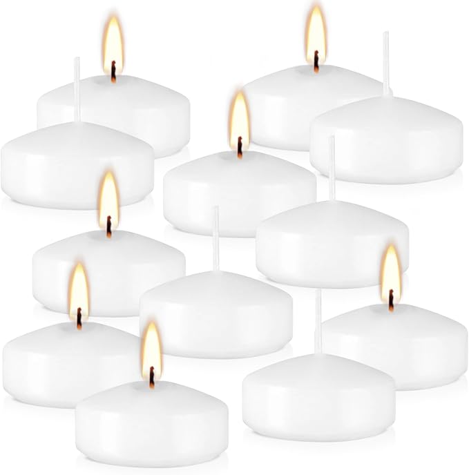 12 White Floating Candles, 2 Inch - Unscented, Perfect for Thanksgiving, Christmas & Gifts - Bloomnest