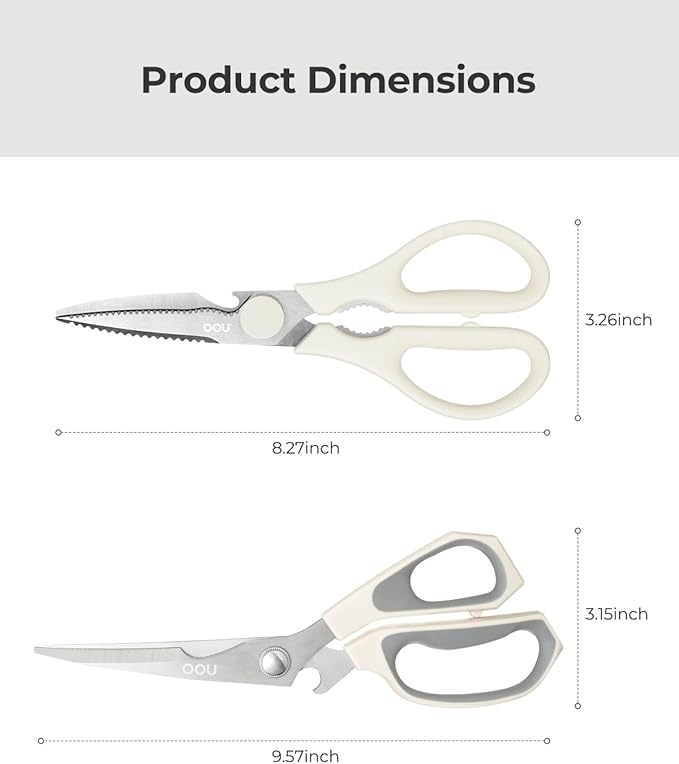 OOU Kitchen Scissors Set - Heavy Duty Stainless Steel All Purpose Shears 2-Pack, Comfort Grip Handles & Protective Sheath, Dishwasher Safe - Bloomnest