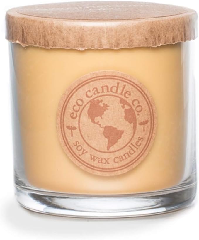 Eco Candle Co. Recycled Candle, Caramel Rum Cake, 6 oz. - Scents of Caramel, Rum, Maple, Almond, Pear, & Vanilla - 100% Soy Wax, No Lead, Kraft Paper Label & Lid, Hand Poured, Midwest Grown Soybeans - Bloomnest