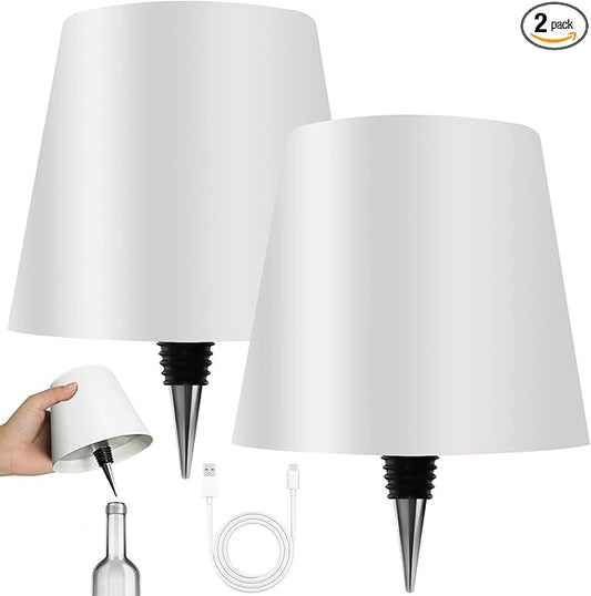 2025 New Wireless Bottle Lamp - LED Bottle Lights for Liquor & Wine Bottles, Cordless Lampshade, Whiskey Bottle Top Light, Bottle Stopper Night Light Kit, Rechargeable 3-Tone Touch-Dimmable 2 PCS - Bloomnest