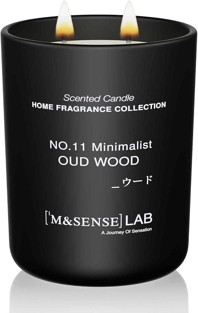 M&SENSE Natural Soy Candle| Oud Wood | 16.6 oz, 95H Burn | Minimalist Scented Candle for Relaxation, Gifting, Home Décor | for Bedroom, Office, Party Large - Bloomnest