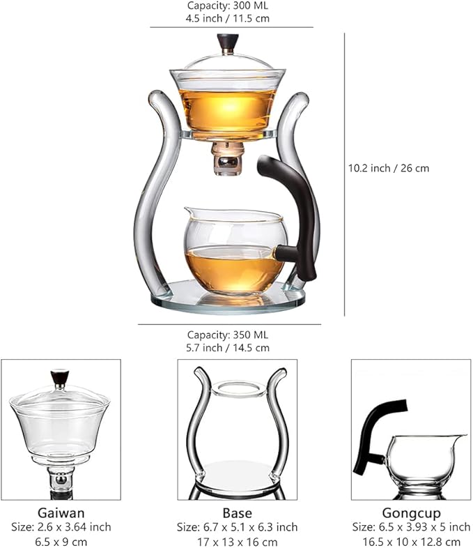 Lazy Kungfu Drip TeaPot, Heat Resistant Tea Set, Semi-Automatic Glass Teapot Suit for Magnetic Water Flow Wooden Glass Teapot Set - Bloomnest