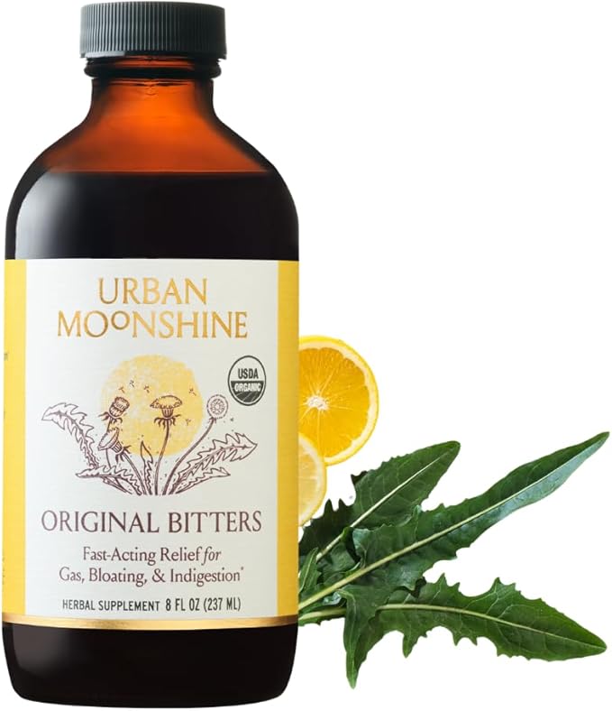 Urban Moonshine Original Digestive Bitters - Debloat - Gut Health - Appetite Regulation - Digestive Support - Certified Organic - Dandelion Root - Burdock Root - 8 Fl Oz - Bloomnest