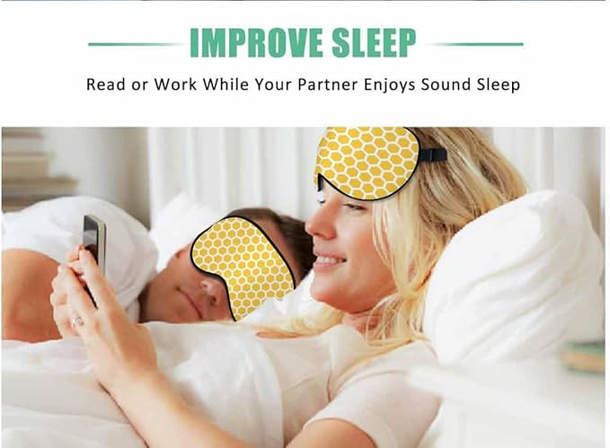 Bee Honeycombs Sleep Eye Mask Yellow White Abstract Cube Men Women Sleep Mask with Adjustable Strap Eye Cover Eye Shade for Travel, Nap,Meditation - Bloomnest