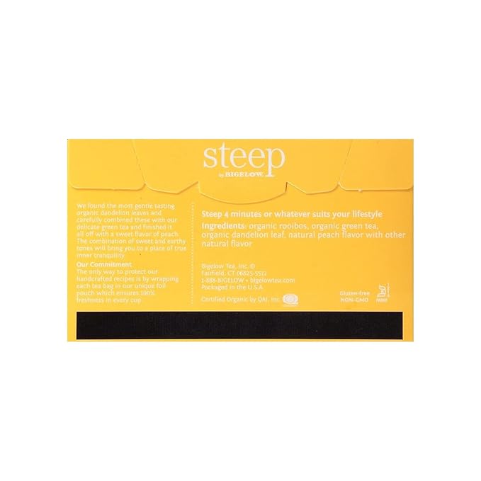 Bigelow 17715 Steep Tea, Dandelion & Peach, 1.18 Oz Tea Bag, 20/box - Bloomnest