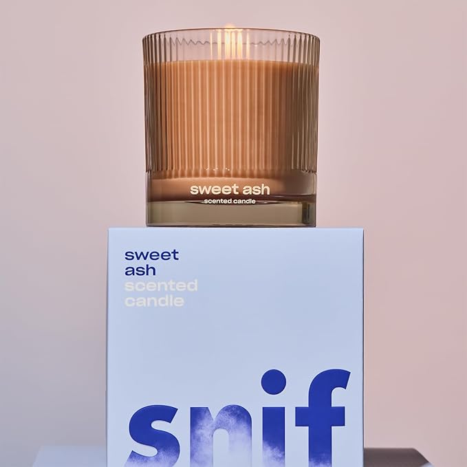 Sweet Ash Scented Candle by Snif, Low-Key Sweet and Earthy Scent, 50+ Hours, 100% Cotton Fiber Wicks, Soy Wax Blend, Non-Toxic, Vegan, 8.5 oz - Bloomnest