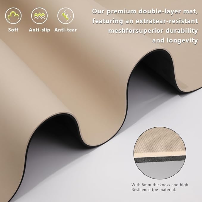 Yoga Mat Non-Slip Extra Thick 72"x32/24" Extra Wide Fitness Exercise Mat TPE Material High Elastic Hot Yoga Mat for Women Yoga Pilates Home Floor Workout (Cow Coffee)