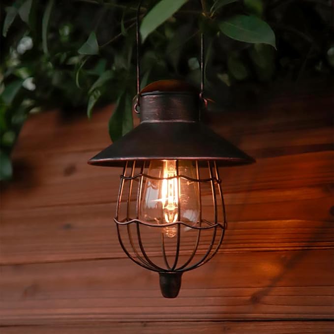 YAKii 6 Pack Solar Lantern Hanging Waterproof Outdoor Metal Solar Lamp with Warm White Light Decorate for Yard Garden Pathway Patio Porch (Antique Copper) - Bloomnest